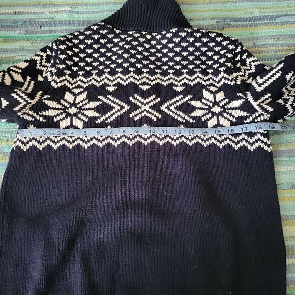 Vintage Express  Nordic Zip Sweater | Blue & White Snowflake Knit | Size Medium - Picture 15 of 15